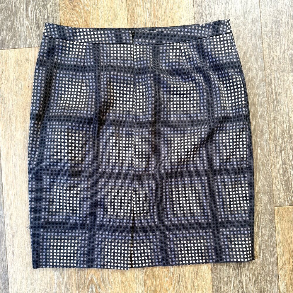 Halogen Lined Pencil Just Above Knee-Length Polka Dot Skirt, Size 8-10